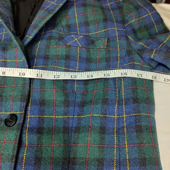 Vtg Pendleton Virgin Wool Tartan Plaid Schoolboy Prep Blazer 8 Academia Blue - Picture 10 of 11